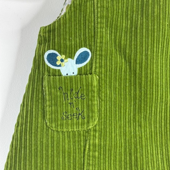 VTG Y2K Gymboree Corduroy Pea Coat Dress Set 18M Green Toggle Button Mushroom - Picture 6 of 12